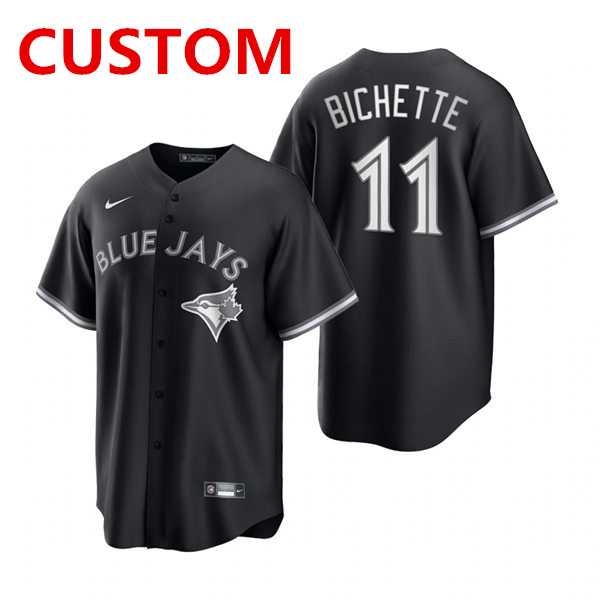 Mens Toronto Blue Jays Custom Black Stitched MLB Cool Base Nike Jersey